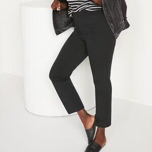 High-Waisted Pixie Straight Pants, Black Size 6